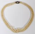 PEARL TRIPLESTRAND NECKLACE W DIAMOND CLASP