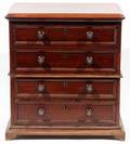 MAHOGANY MINIATURE CHEST OF FOUR DRAWERS 19TH C