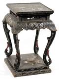VICTORIAN JAPANED LACQUER  MOTHER OF PEARL STAND