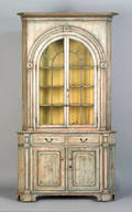 Pennsylvania painted pine 2part corner cupboard ca 1800