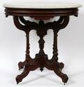 VICTORIAN MARBLE TOP MAHOGANY END TABLE
