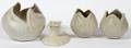 VAN BRIGGLE GLAZED WHITE POTTERY POTS  CANDLESTICK