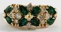 LADYS 14 KT EMERALD AND DIAMOND RING