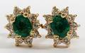 14 KT EMERALD AND DIAMOND EARRINGS