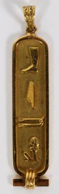 18KT GOLD EGYPTIAN HIEROGLYPHIC PENDANT