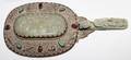 CHINESE VERMEIL JADE  HARD STONE HAND MIRROR