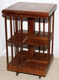 ENGLISH STYLE INLAID MAHOGANY REVOLVING BOOKSTANDS