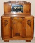 FRENCH ART DECO CARVED SERVER W MARBLE TOP C 1930