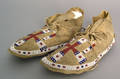 Pair of Plains beaded hide moccasins 19th c