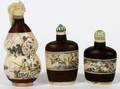 CHINESE CARVED BONE SNUFF BOTTLES THREE