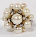 14KT WHITE GOLD PEARL DIAMOND RING SIZE 625