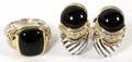 18KT GOLD STERLING ONYX  DIAMOND RING  EARRINGS