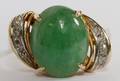 405CT NEPHRITE JADE  DIAMOND LADIES RING SZ 8 14