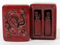 CHINESE CHICKEN BLOOD HARD STONE STAMPS CASE