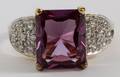 AMETHYST AND DIAMOND RING EMERALD CUT