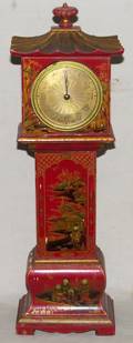 SELSIPARIS FRENCH RED LACQUER CLOCK EARLY 20TH C