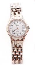 Mens Geneve 14k White Gold  Diamond Watch