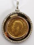 22KT GOLD COIN  DIAMOND PENDANT 1911