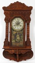 NEW HAVEN CLOCK CO CARVED OAK WALL CLOCK