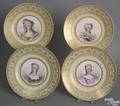 Four Sevres porcelain plates with womens faces