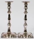 ENGLISH SHEFFIELD SILVER CANDLESTICKS PAIR