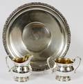 INTL STERLING CAKE PLATE CREAMER  SUGAR BOWL