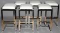 GORDON INTL WHITE LEATHER STEEL BAR STOOLS 6