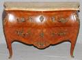 LOUIS XV STYLE FLORAL MARQUETRY INLAID COMMODE