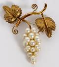 ITALIAN 18KT YELLOW GOLD  PEARL BROOCH