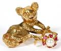14KT YELLOW GOLD PEARL  PINK SAPPHIRE KOALA BROOCH