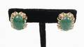 Pair of 14k Gold  Green Jadeite Jade Earrings