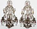 ITALIAN WROUGHT IRON  CRYSTAL CANDELABRA PAIR