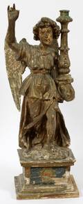 ANTIQUE CARVED GESSO  WOOD ANGEL