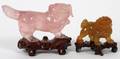CHINESE AGATE  ROSE QUARTZ FU DOGS TWO