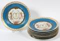 SEVRES TURQUOISE PORCELAIN PLATES SET OF EIGHT
