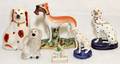 ENGLISH PORCELAIN FIGURES OF DOGS 19TH C 6 PCS