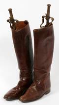 BROWN LEATHER RIDING BOOTS  STRETCHERS C1900 PAIR