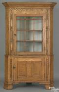 Lancaster County Pennsylvania painted poplar 2part corner cupboard early 19th c