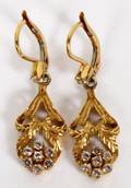 18KT YELLOW GOLD  WHITE SAPPHIRE EARRINGS PAIR
