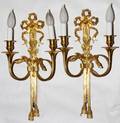 FRENCH STYLE GILT BRONZE TWOLIGHT SCONCES PAIR