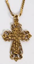 ITALIAN 14KT GOLD CROSS PENDANT NECKLACE