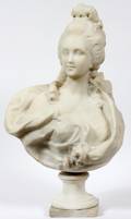 FRENCH MARBLE BUST ON PEDESTAL BASE 19THC