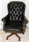 THOMASVILLE BLACK LEATHER SWIVEL OFFICE CHAIR