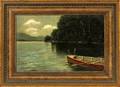 JH HIGGINS OIL ON CANVAS ROWBOAT ON INLET 1924