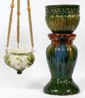 POTTERY JARDINERE AND PEDESTAL