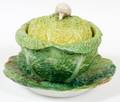 ENGLISH POTTERY CABBAGE FORM COVERED DISH