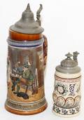 GERMAN POTTERY STEINS LATE 19TH C TWO