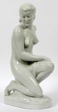 HEREND PORCELAIN FIGURE OF A KNEELING NUDE