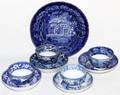 STAFFORDSHIRE BLUETRANSFER TEA BOWLS SAUCERS OTHER