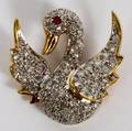 18KT GOLD  DIAMOND SWAN PENDANT L 34